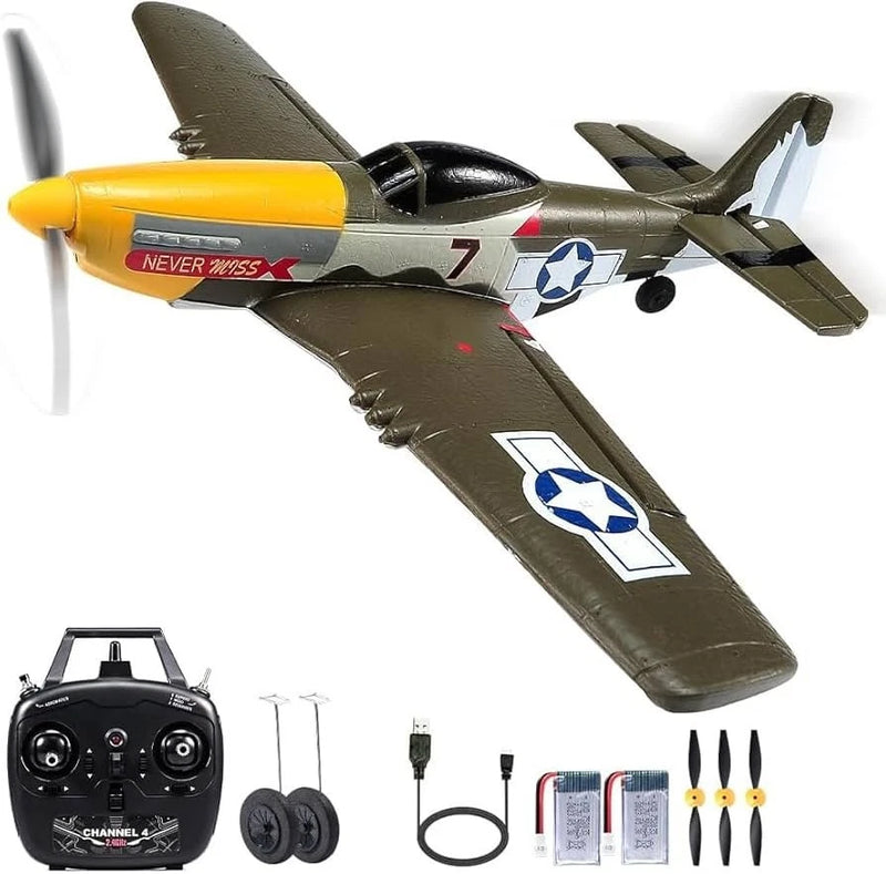 P51D Mustang RC Airplane 2.4GHz 4CH Ready to Fly - 6-Axis Gyro Stabilization