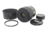 Nikon AF-S Micro NIKKOR 60mm f/2.8G camera lens with hood, cap and filter